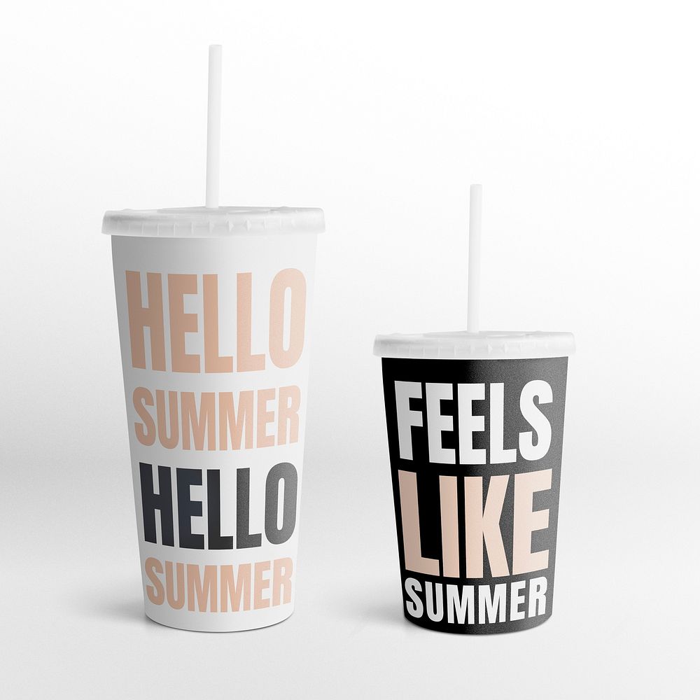 Disposable paper mugs with Hello Summer quote