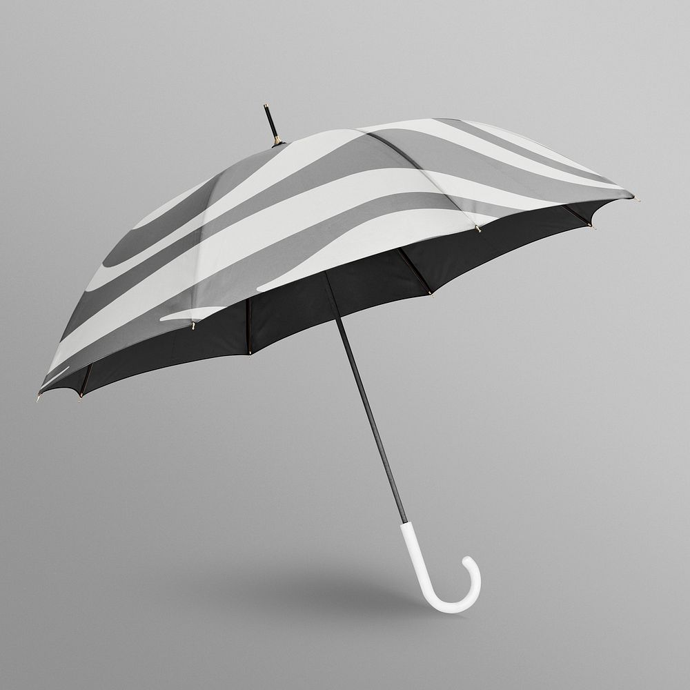 Gray umbrella in curvy stripe pattern