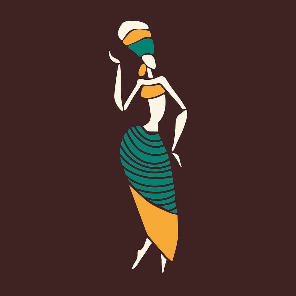 Ethnic woman minimal icon vector illustration for branding