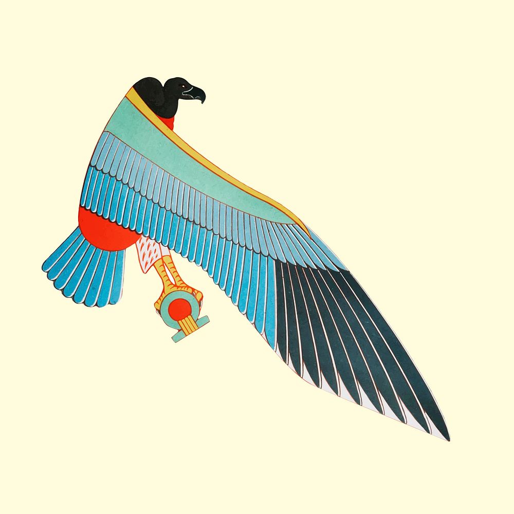 Egyptian Horus falcon vector illustration, remixed from public domain artworks