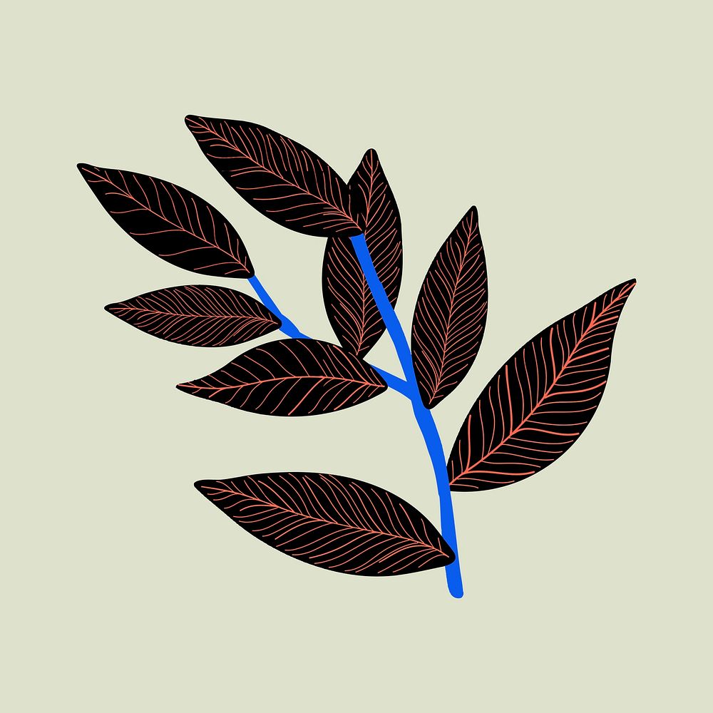 Black tropical leaf branch illustration