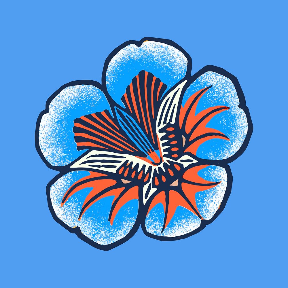 Batik flower vector illustration in blue tone