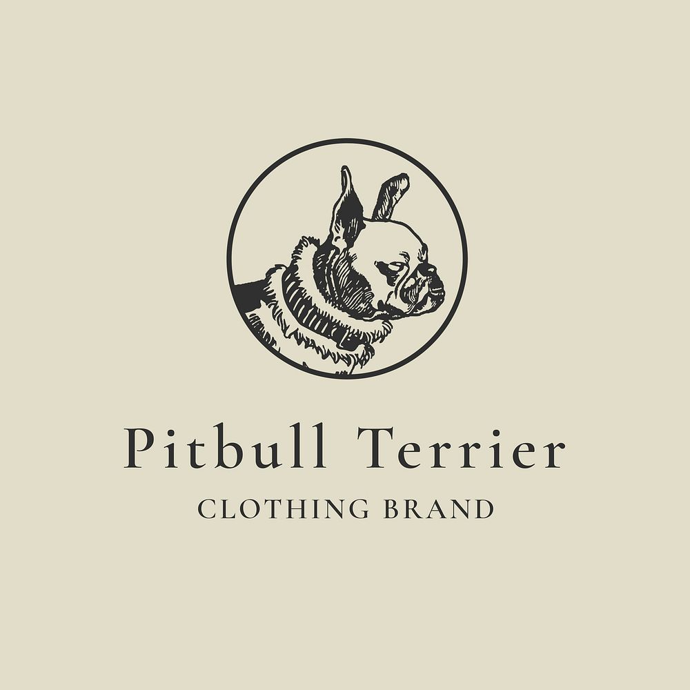 Boutique business logo in vintage dog pitbull terrier, remixed from artworks by Moriz Jung