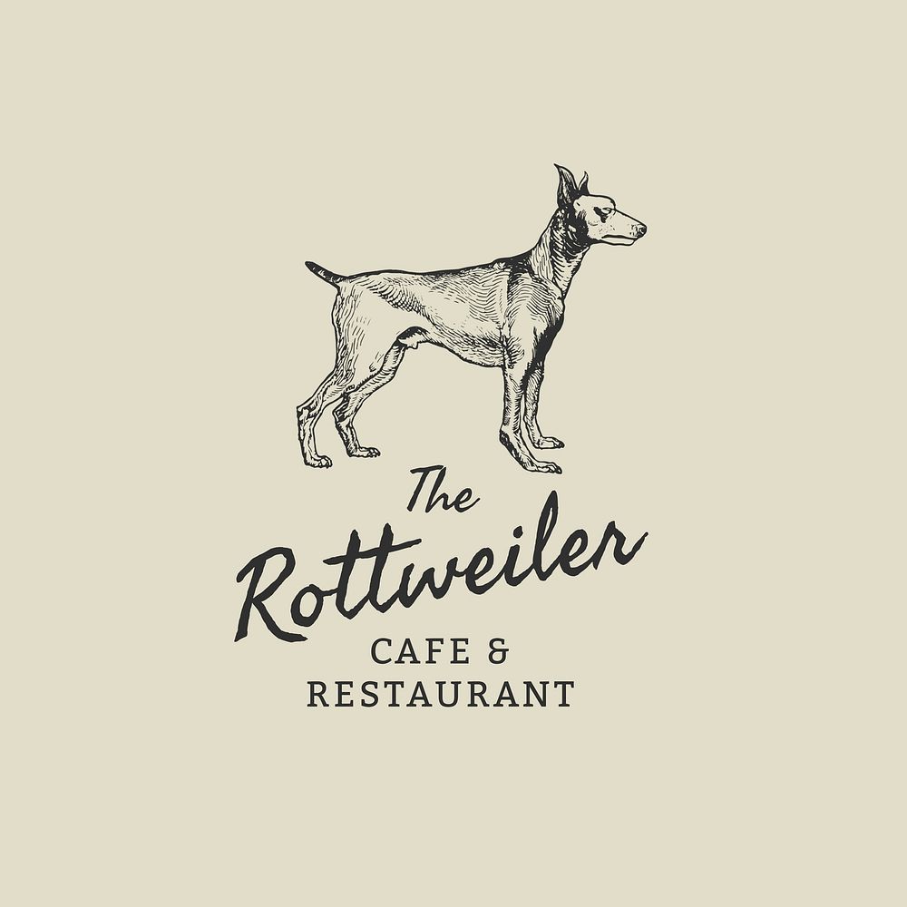 Restaurant business logo in vintage rottweiler theme