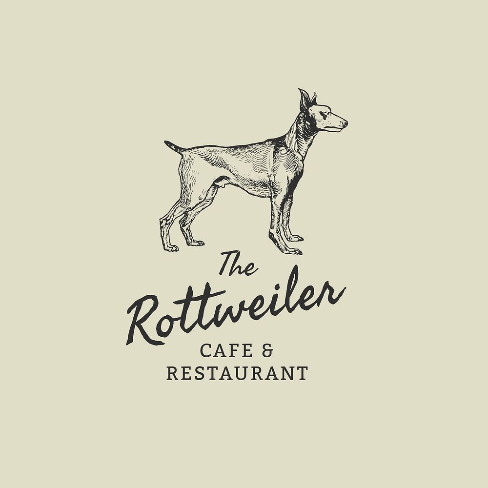 Restaurant business logo template psd in vintage rottweiler theme