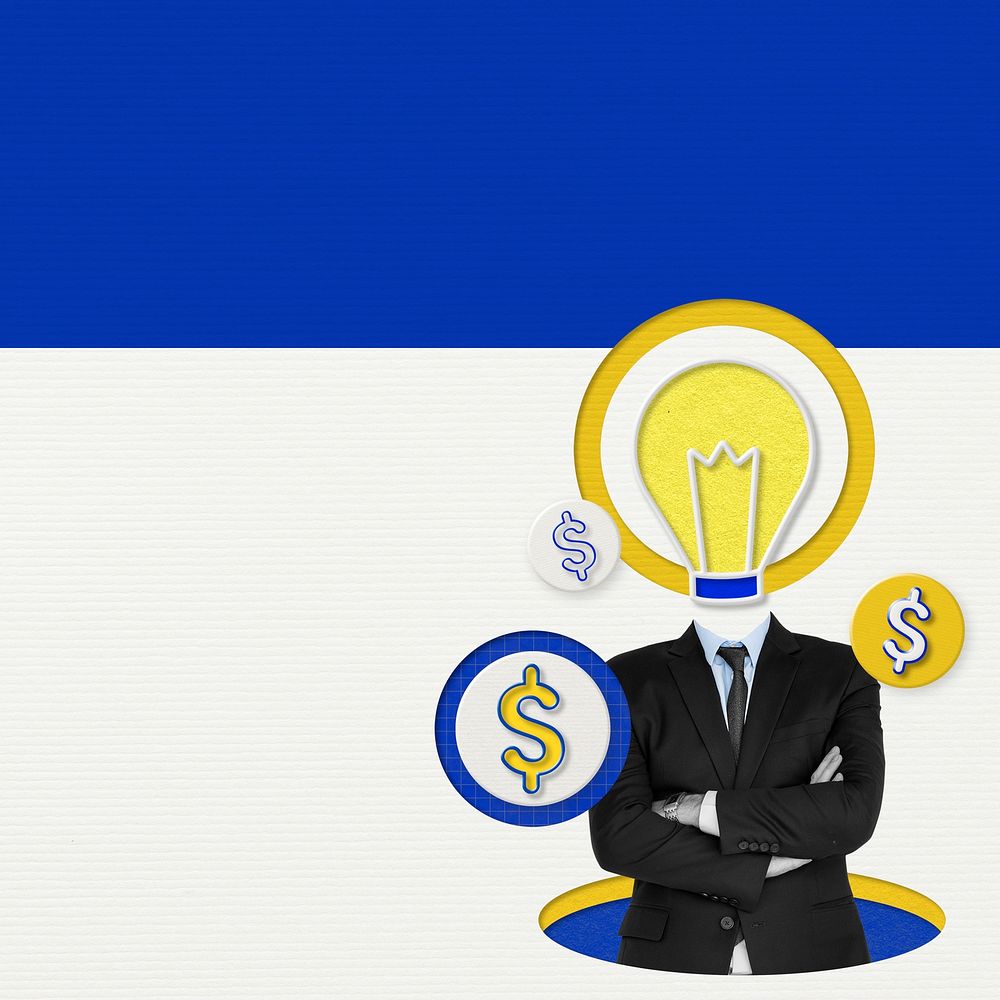Creative businessman lightbulb background with growth marketing theme remixed media