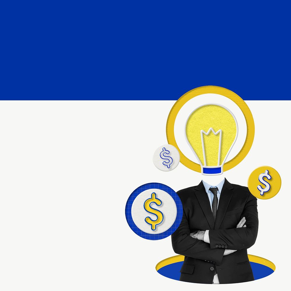 Creative businessman lightbulb background vector growth marketing theme remixed media