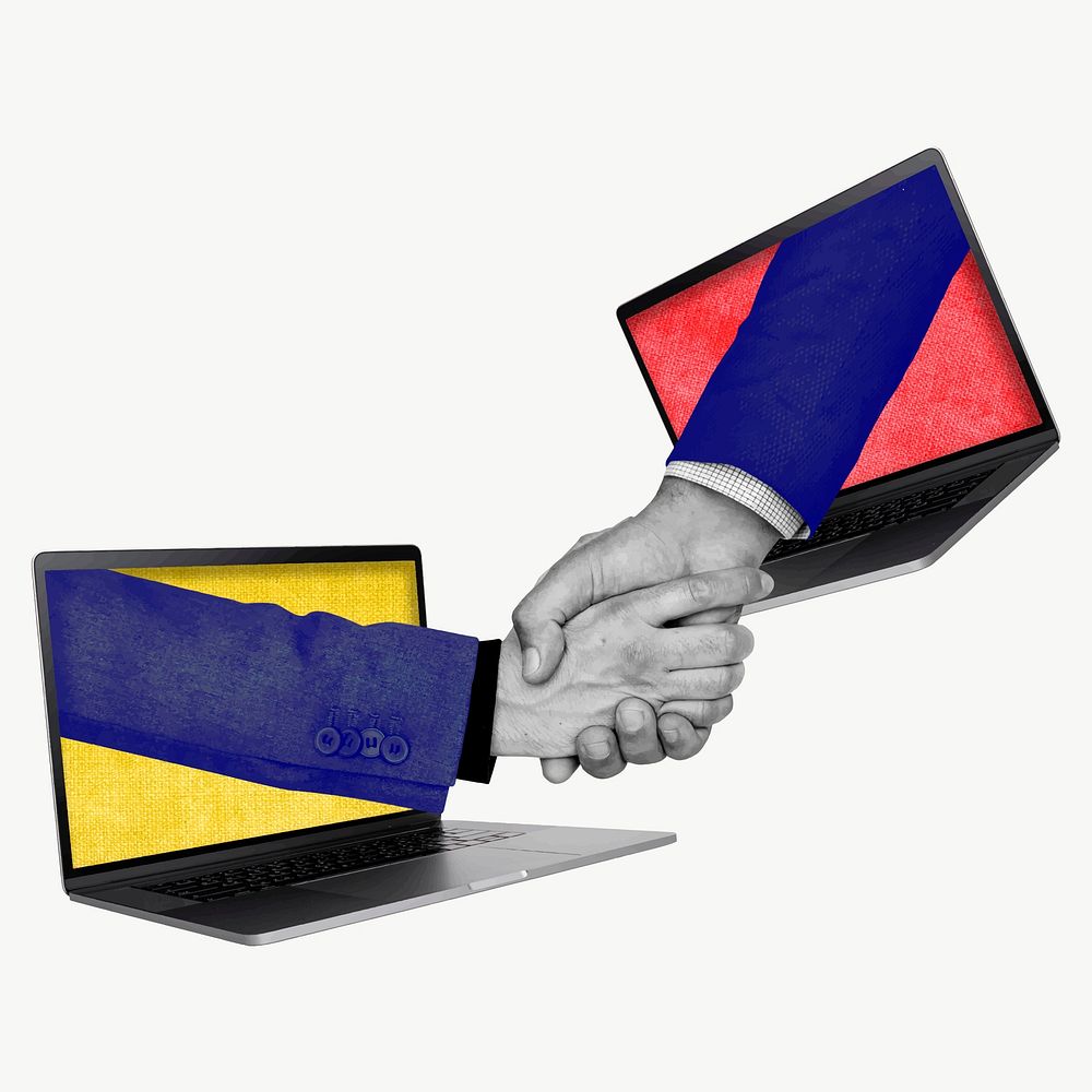 Online networking handshake vector business deal remixed media