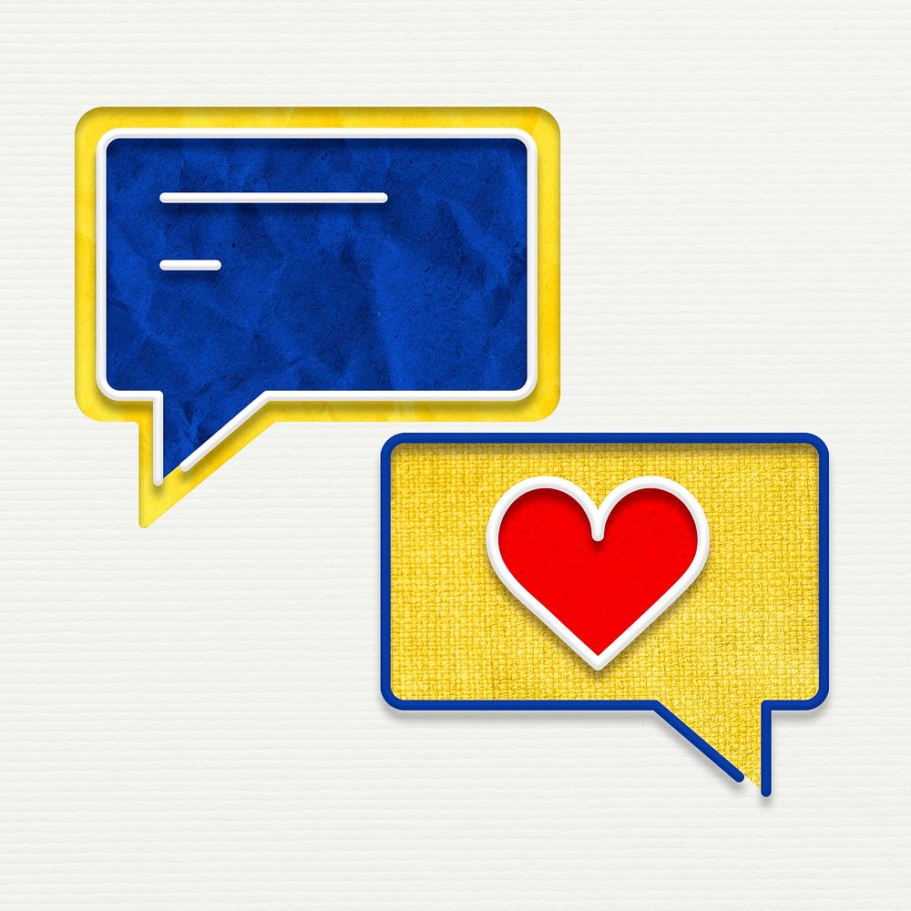 Speech bubble with heart texting graphic