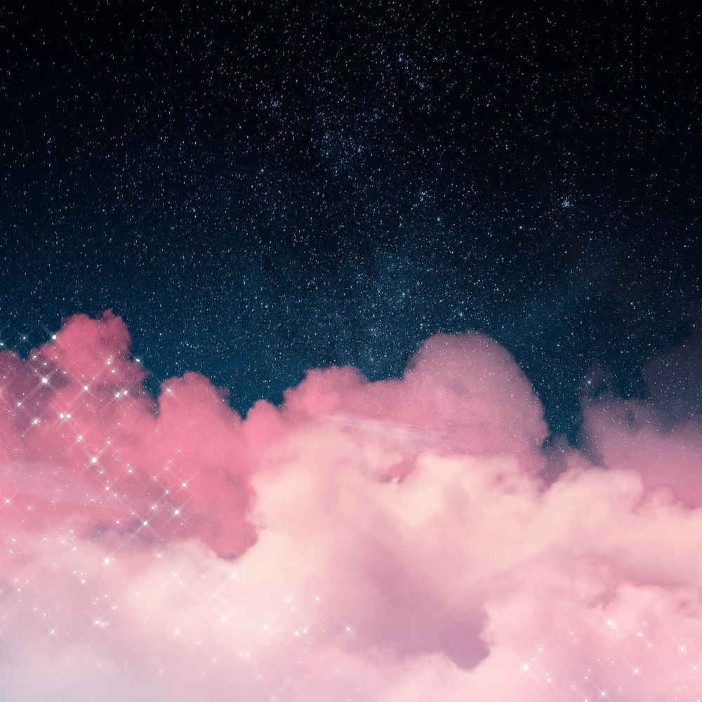 Galaxy background with sparkling clouds