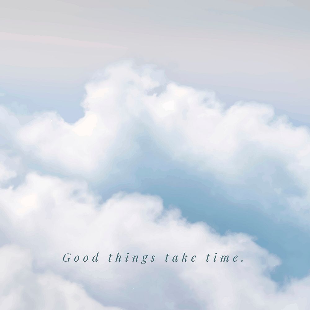 Blue sky and clouds vector social media post template with motivation quote