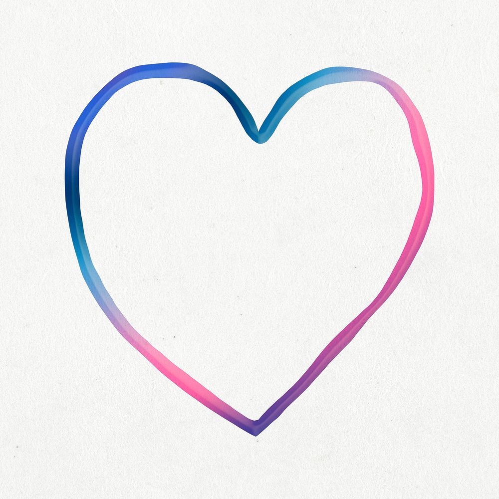 Colorful cute heart psd in doodle style