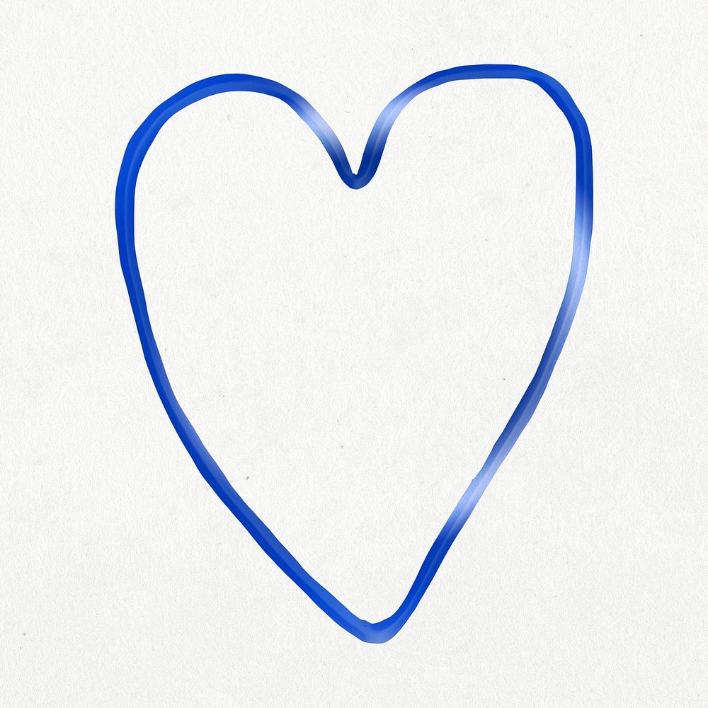 Blue cute heart psd in doodle style