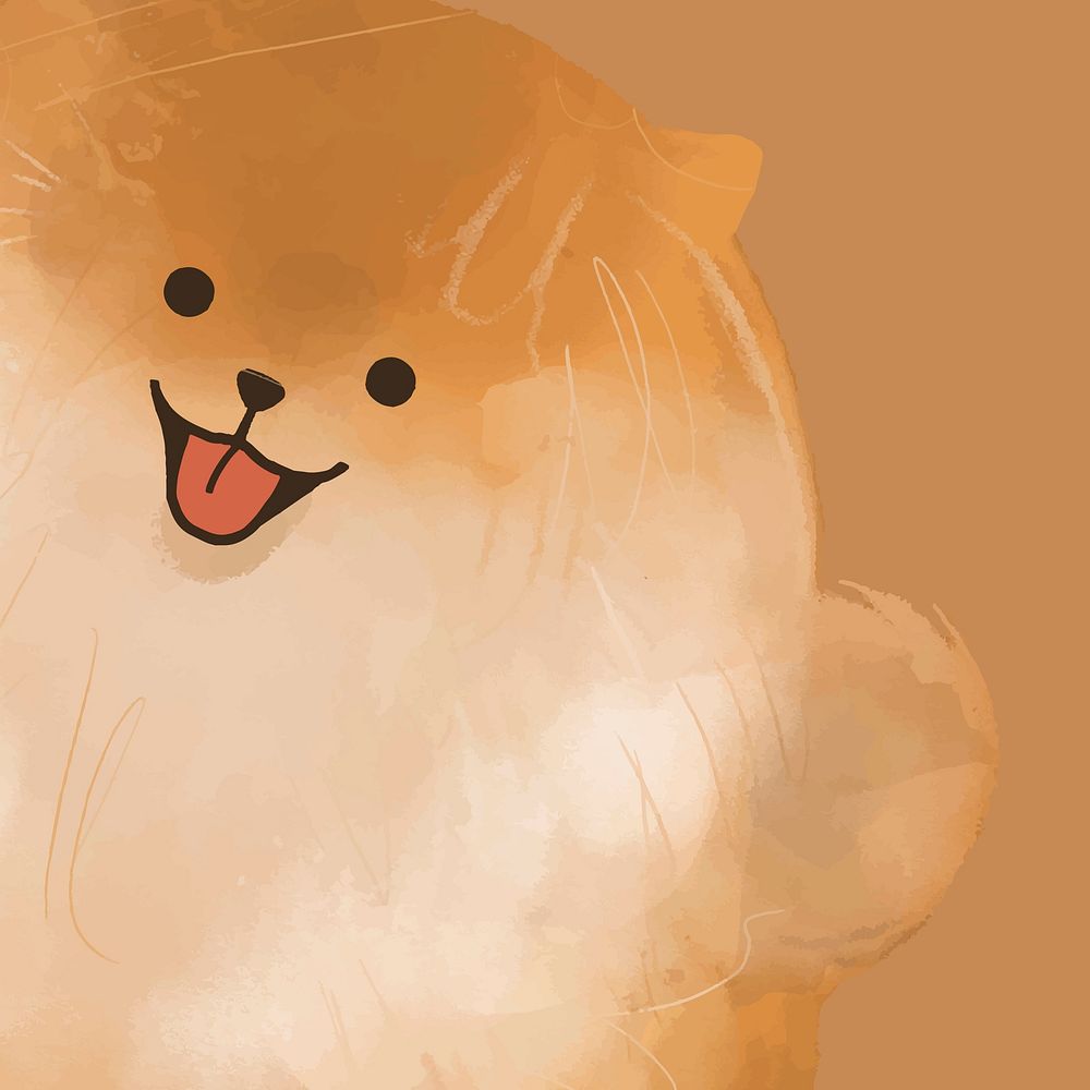 Cute Pomeranian dog background vector hand drawn illustration