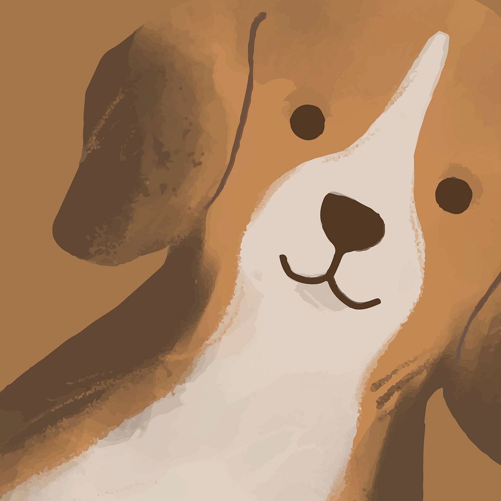 Cute Beagle dog background hand drawn illustration