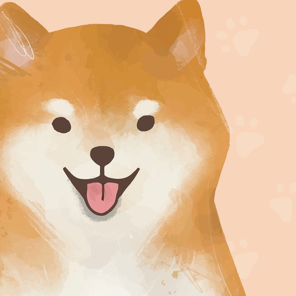 Shiba Inu dog background hand drawn illustration