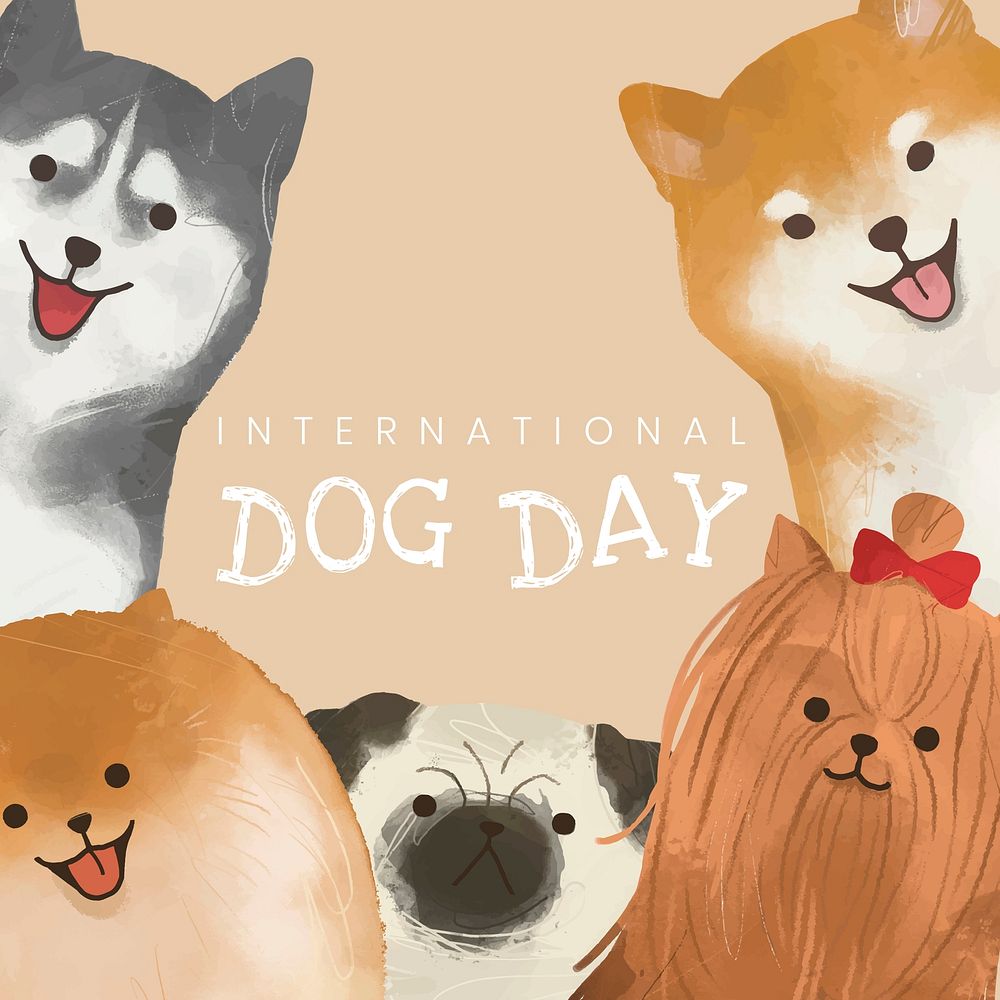 International dog day template vector social media post