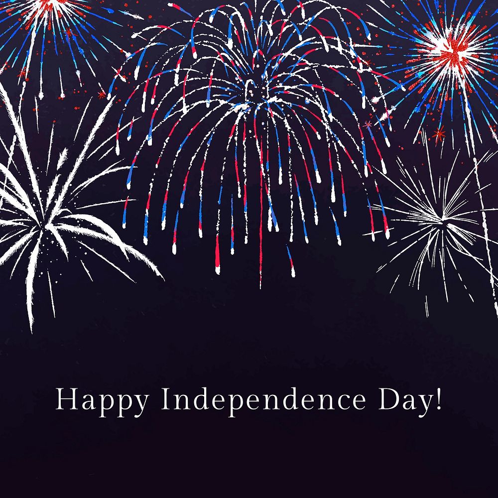 Shiny fireworks template vector for social media post with editable text, Happy Independence day