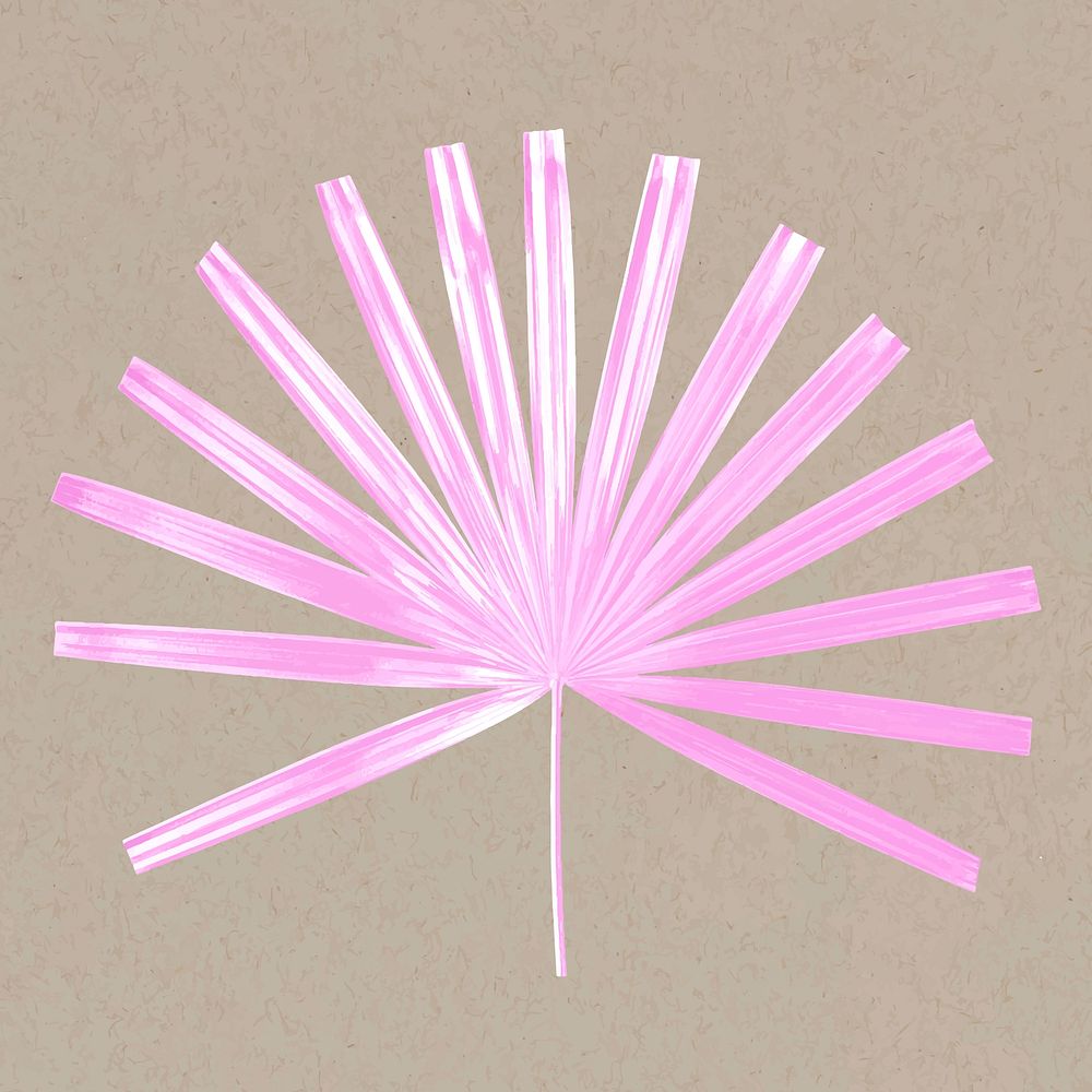Pink palm leaf vector in pastel tone