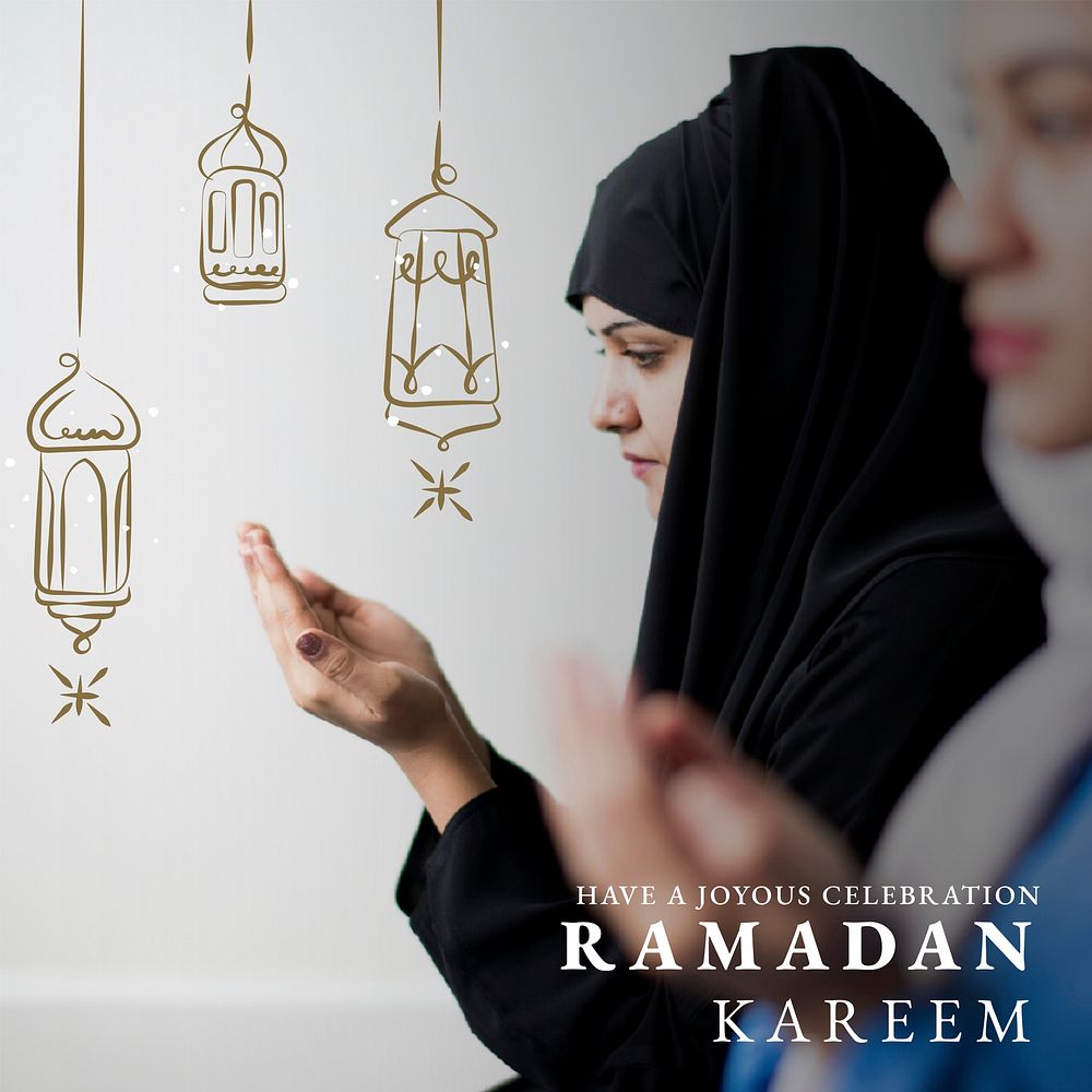 Ramadan Kareem greeting template vector for social media post