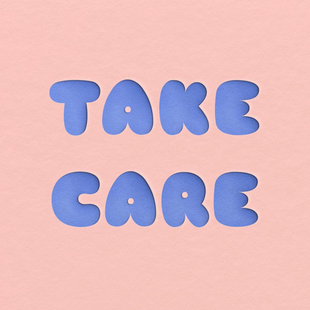 Take care typography in paper cut out font