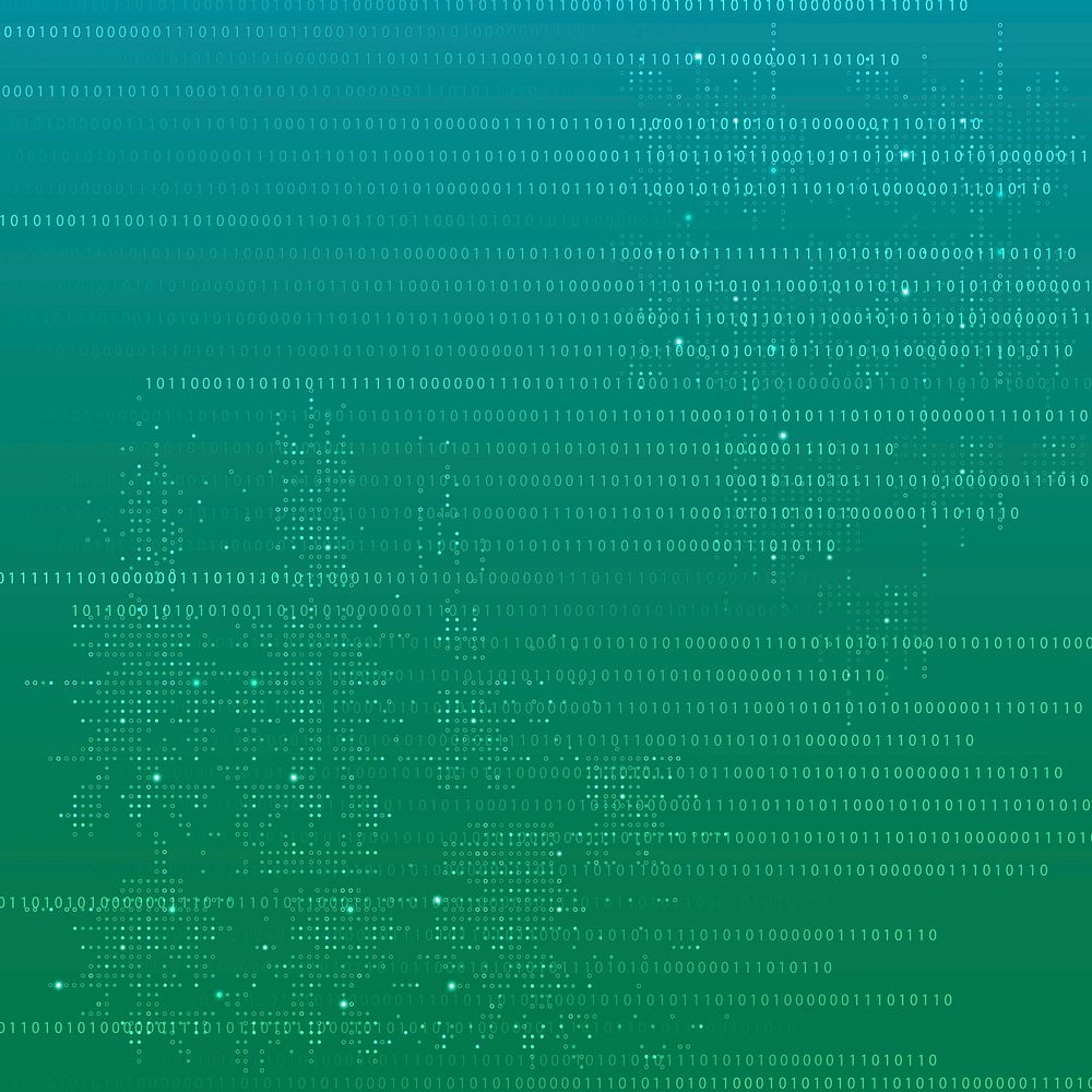 Green data technology background vector with binary code