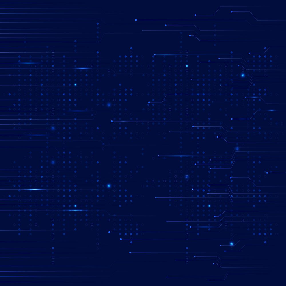Blue data technology background with circuit lines