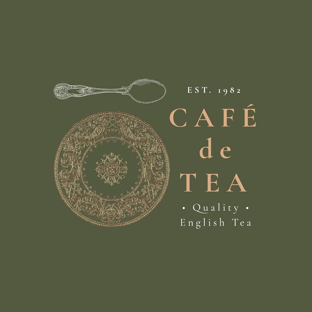 Cafe vintage badge template vector set, remixed from public domain artworks