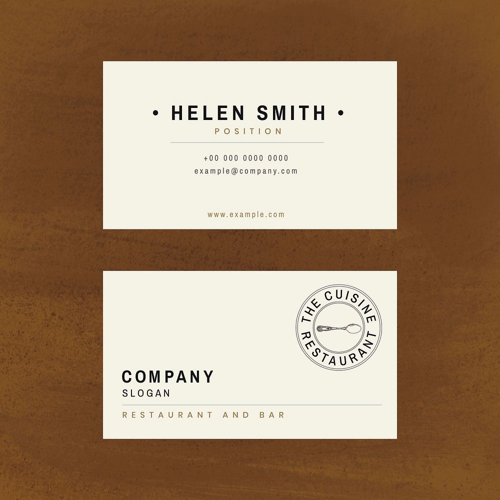 Vintage business card template vector for restaurant, remixed from public domain artworks