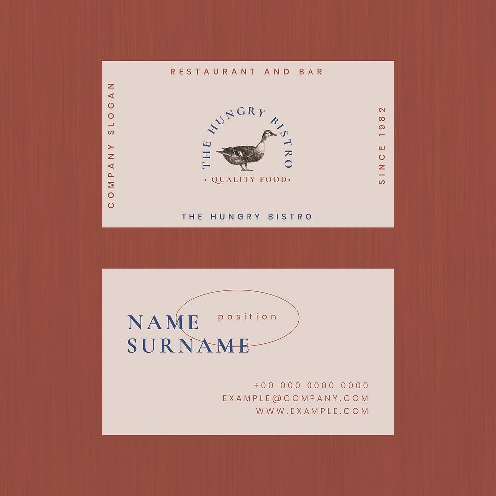 Vintage business card template vector for restaurant, remixed from public domain artworks