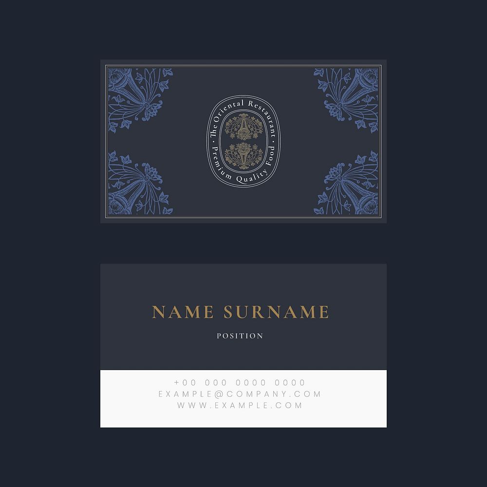 Aesthetic business card template vector for restaurant, remixed from public domain artworks