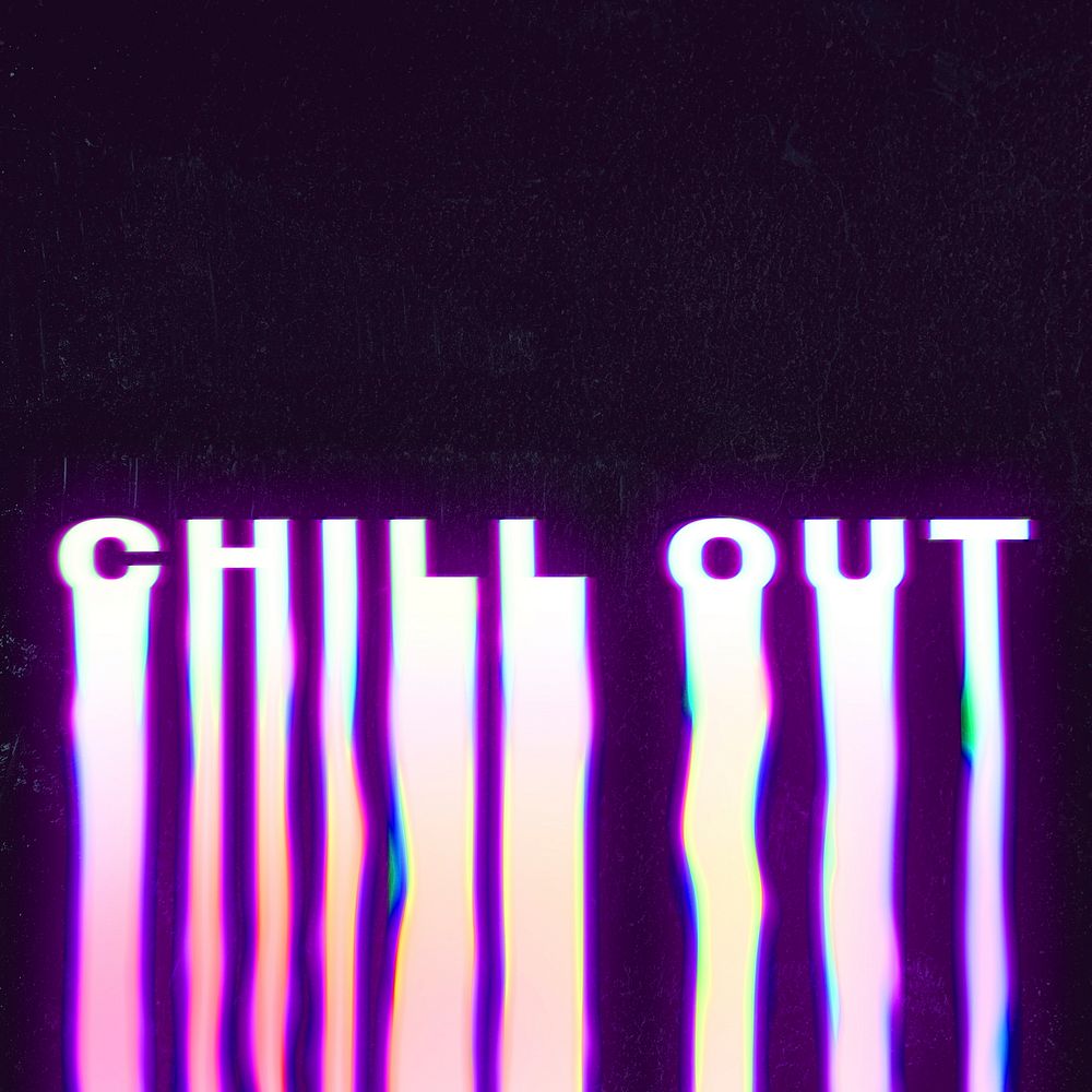 Chill out typography in holographic liquid font