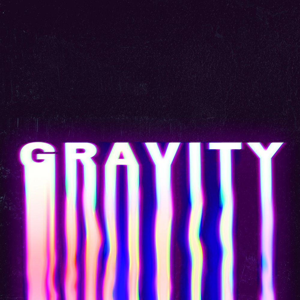 Gravity holographic liquid typography on black background