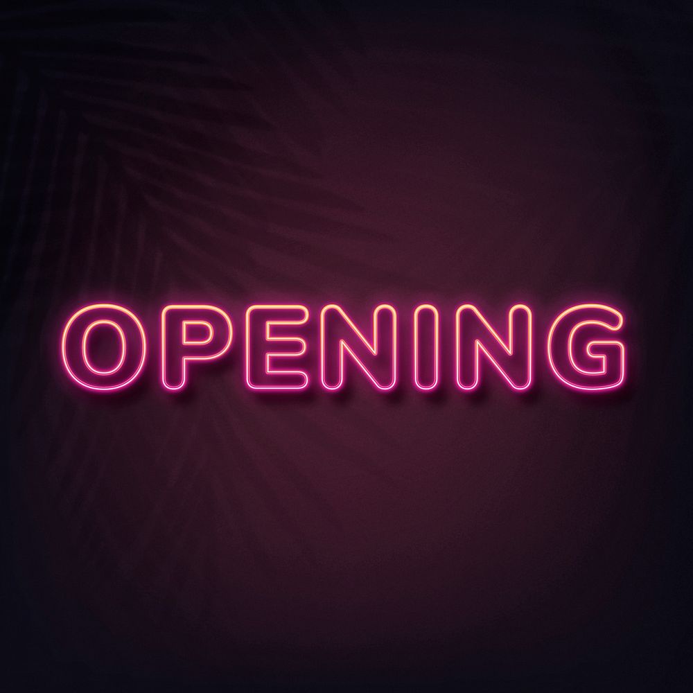 Opening text in neon font