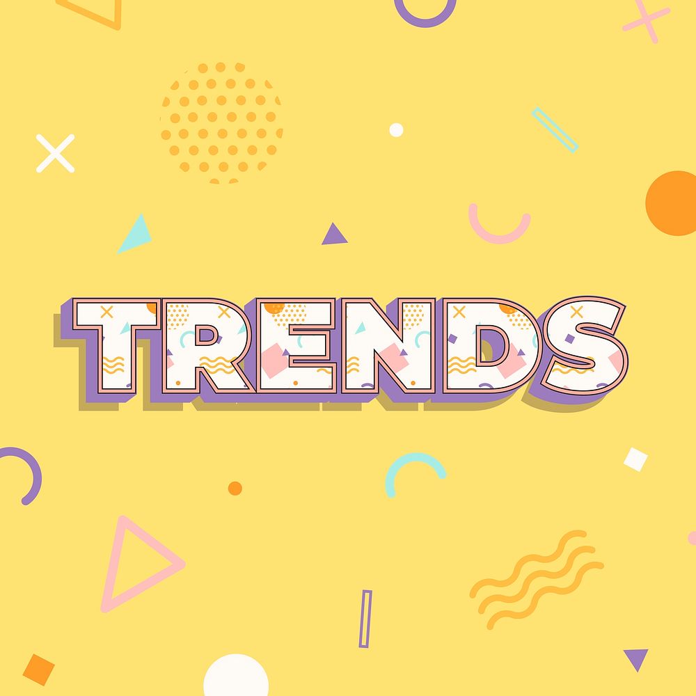 Trends text in memphis font