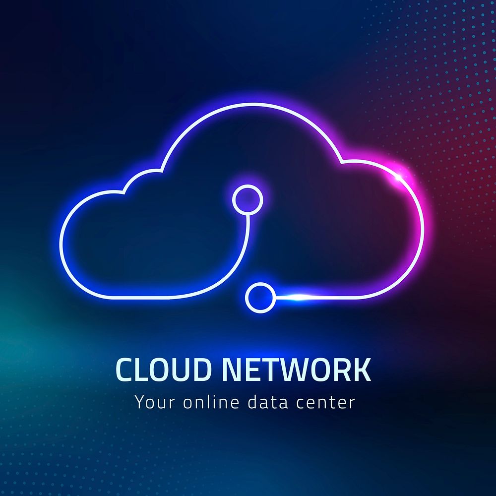 Pink neon cloud logo digital networking system