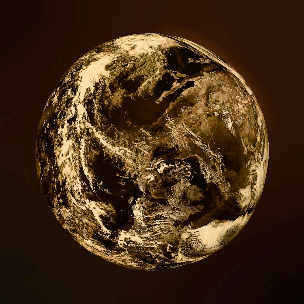 Gold world globe vector from outer space