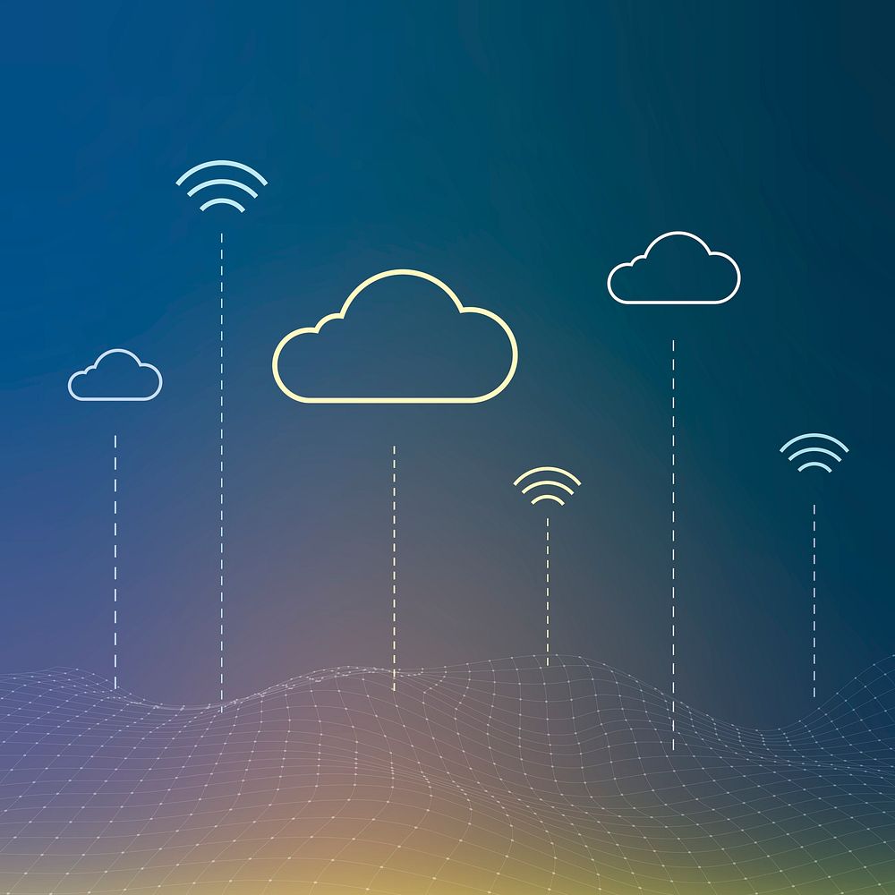 Cloud network system background psd for social media post