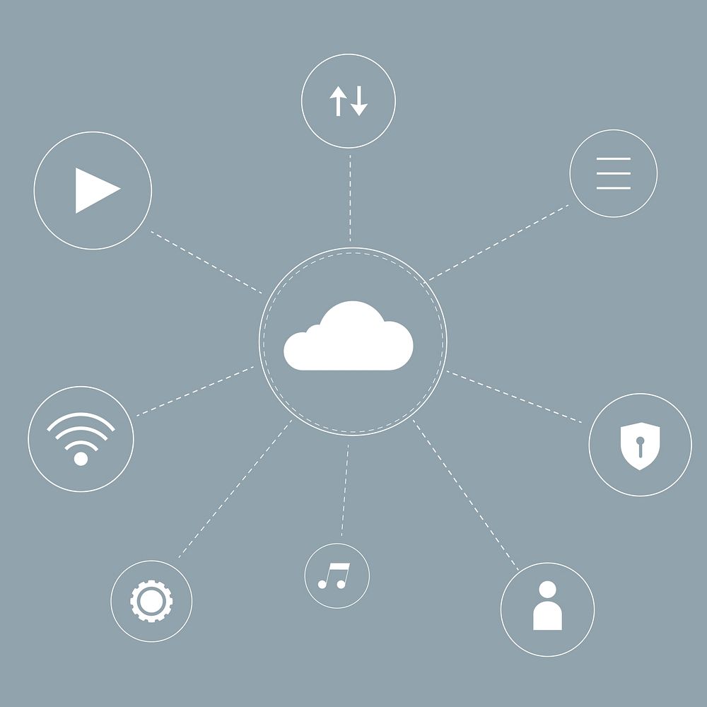 Cloud network system background for social media post