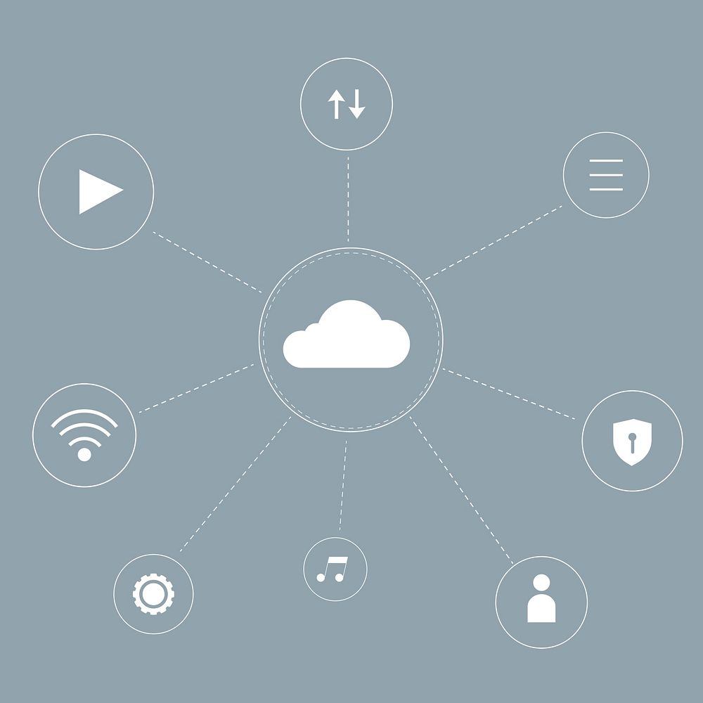 Cloud network system background psd for social media post