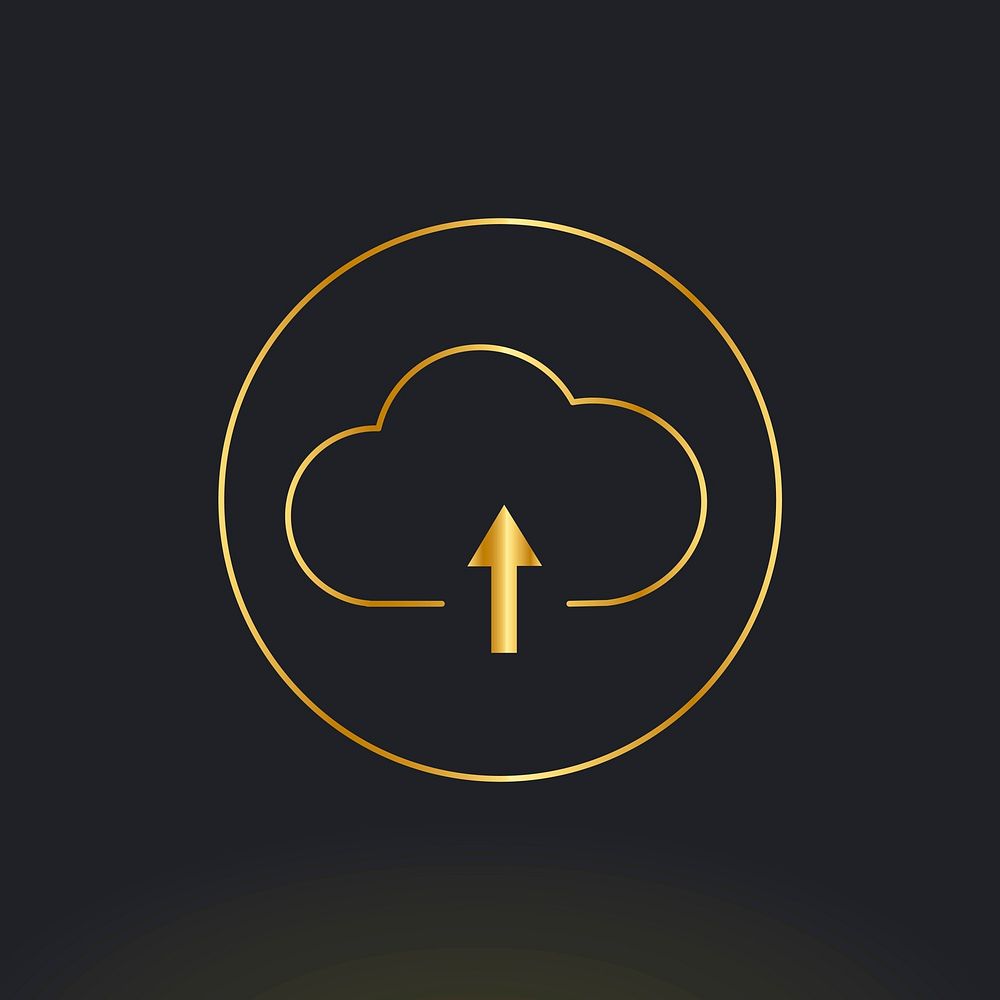 Gold cloud icon vector digital networking system