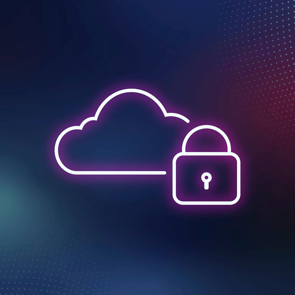 Pink cloud security icon vector digital networking system