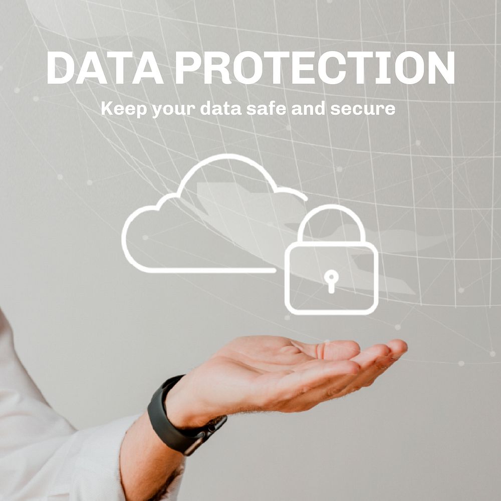 Hand holding cloud system with data protection