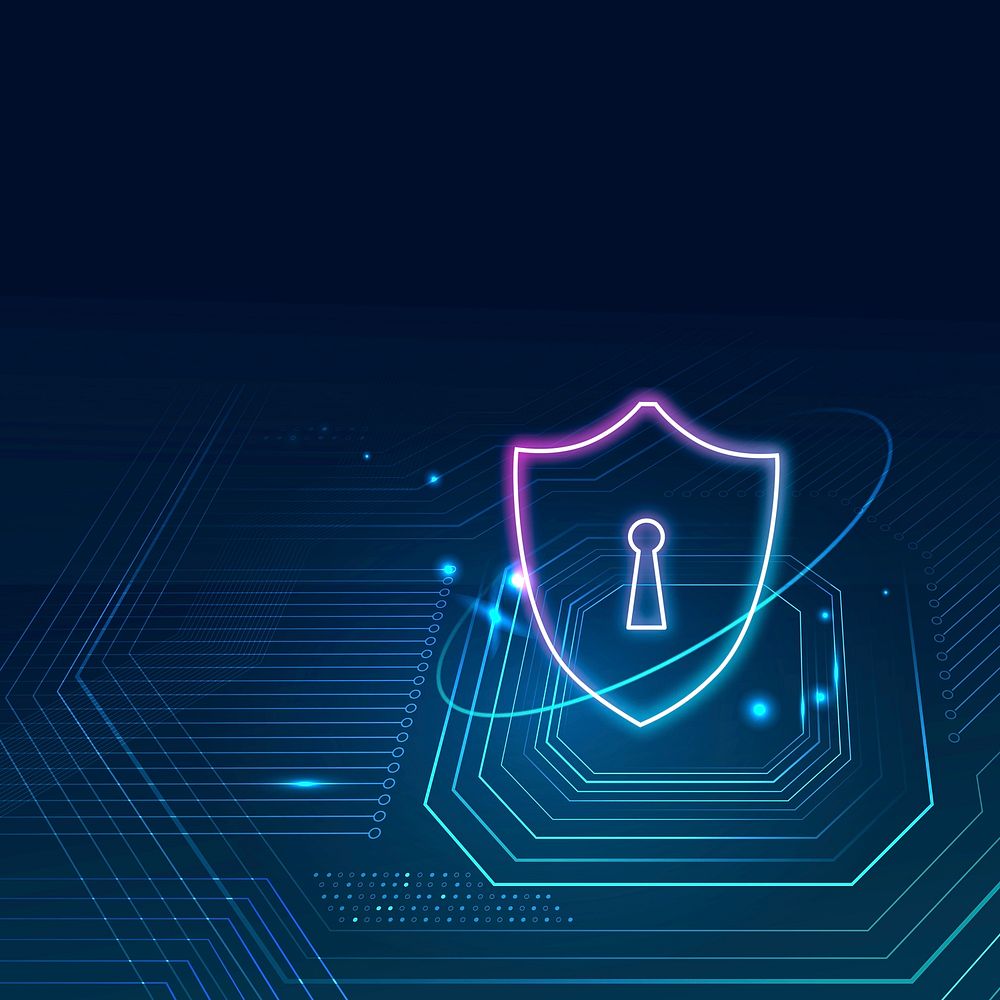 Data security technology background vector in blue tone