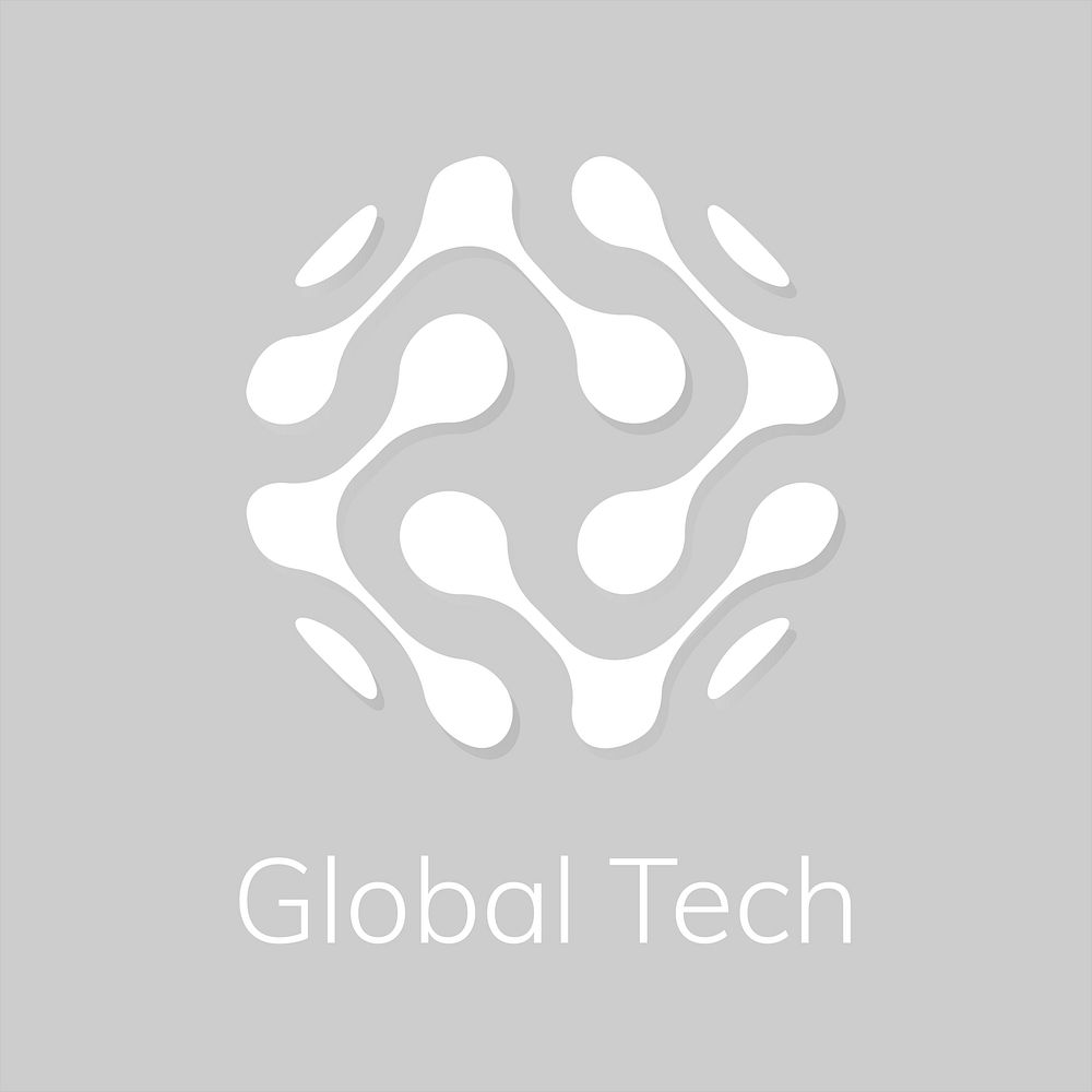 Abstract globe technology logo psd with global tech text in white tone
