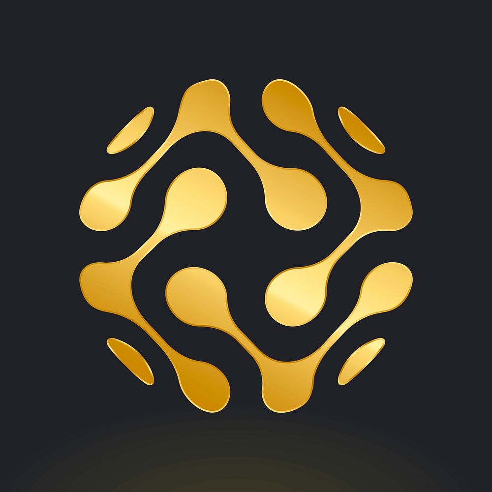 Technology logo vector with abstract globe in gold tone