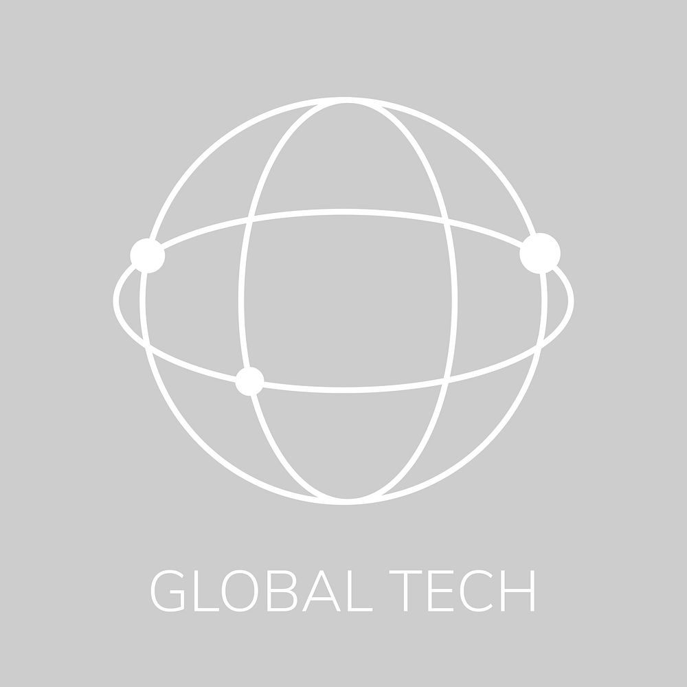 Global network technology logo psd with global tech text in white tone