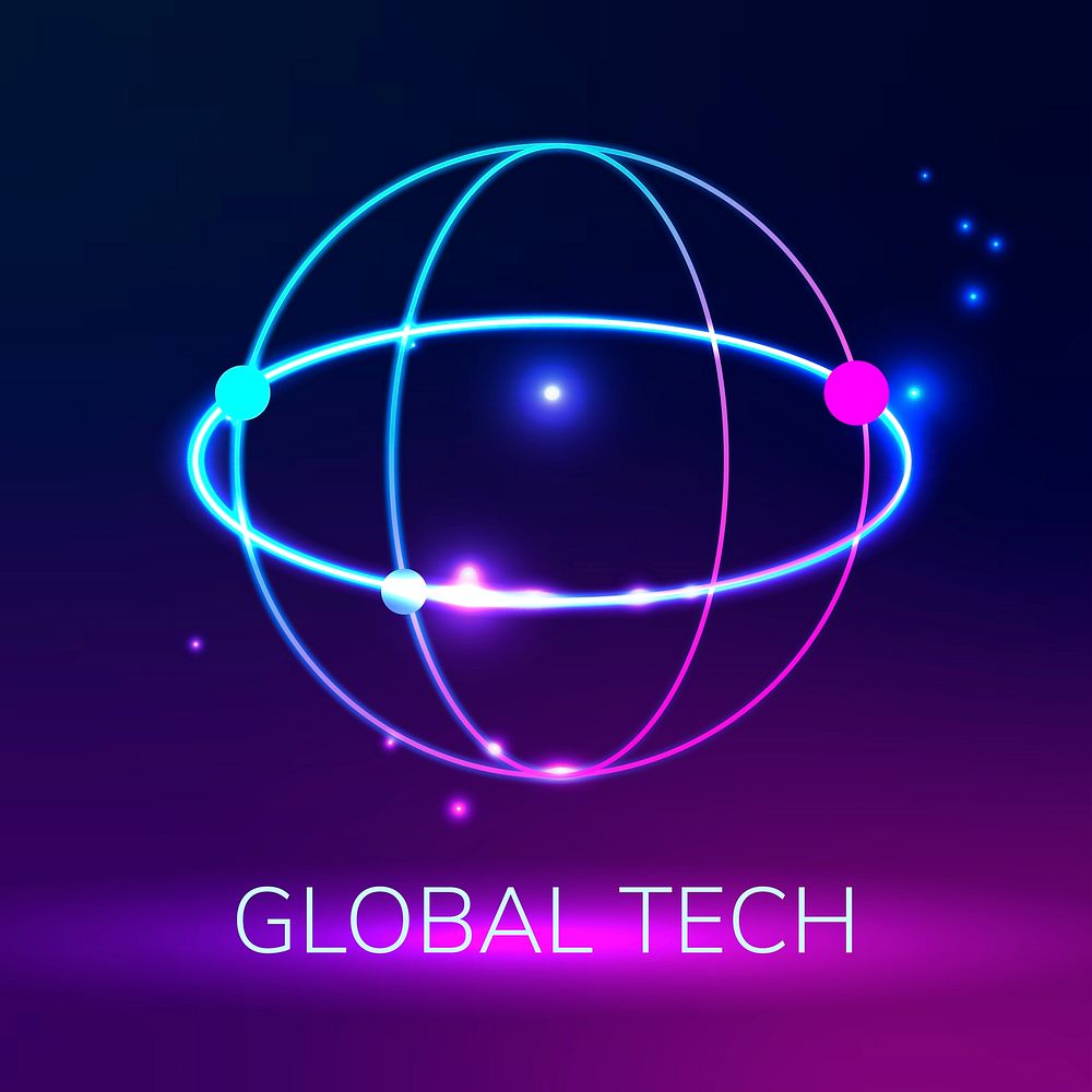 Global network logo with global tech text in purple tone