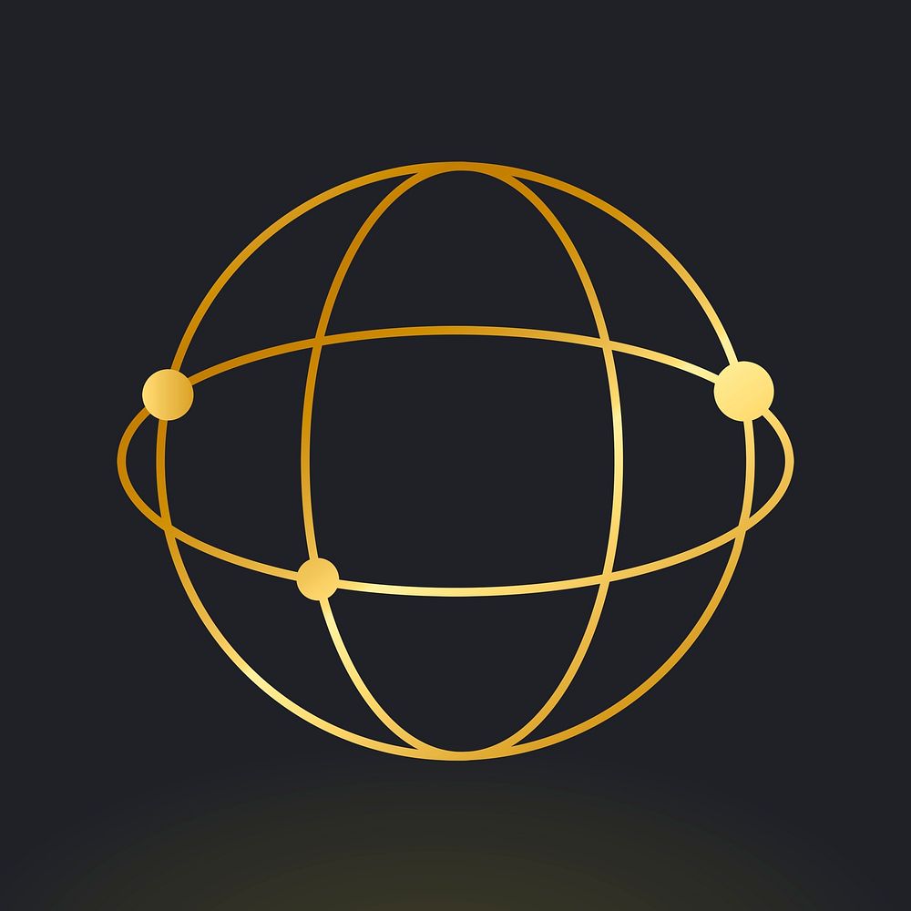 Global network icon psd in gold tone