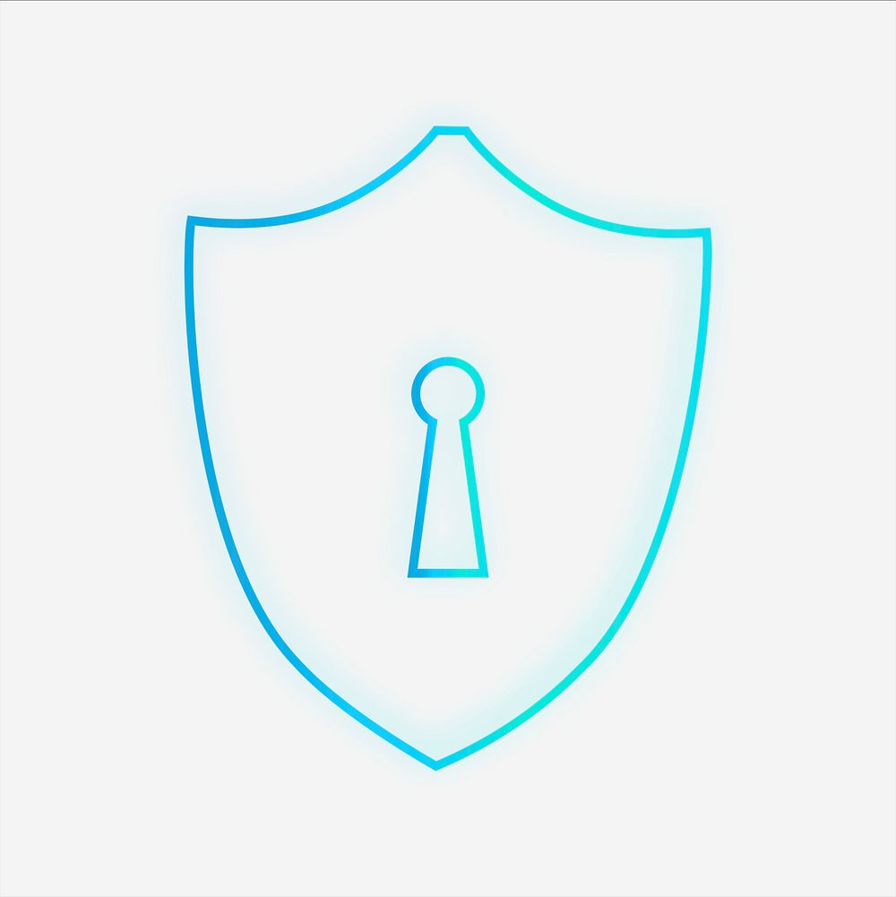 Shield lock icon psd in blue tone